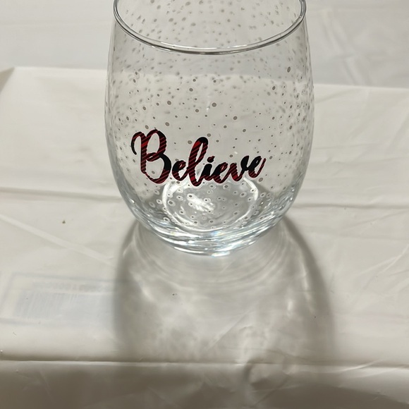 Holiday S/3 stemless wine glasses 3” opening and 5” tall: Joy, Believe, Cheer - Picture 3 of 7